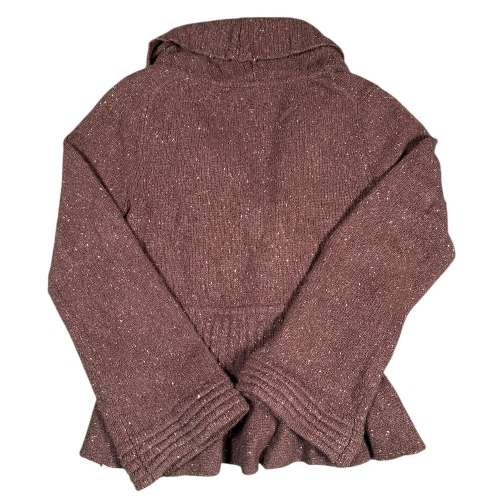 Antonio Melani Tweed Wool Blend Cardigan Sweater Brown Shawl Collar Size M - Picture 5 of 7